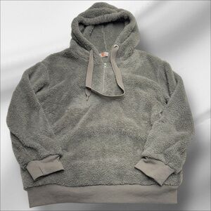 REACH ME Women’s Large Gray Fuzzy Fleece Pullover Jacket